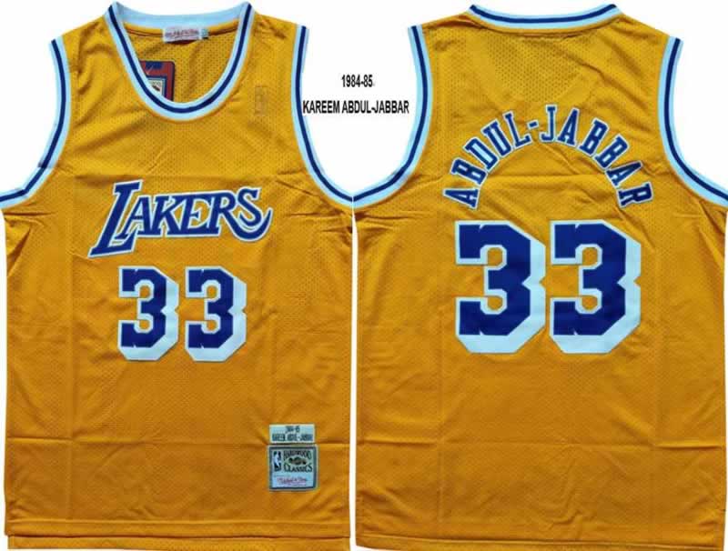 Lakers 33 Abdul Jabbar Yellow 1984-85 Hardwood Classics Jersey,We sell and wholesale Lakers 33 Abdul Jabbar Yellow 1984-85 Hardwood Classics Jersey on line form chian!